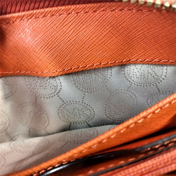Michael Kors Saffiano Leather Zip-Around Orange Wallet - Picture 4 of 8